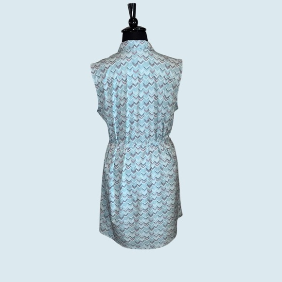 Eddie Bauer Departure Sleeveless Shirt Dress Size 2XL Blue Chevron Pattern - Picture 4 of 13